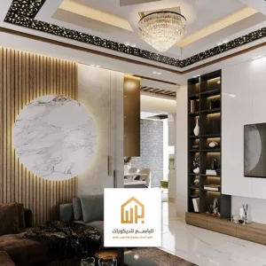 ديكورات رفوم خشب للتلفزيون